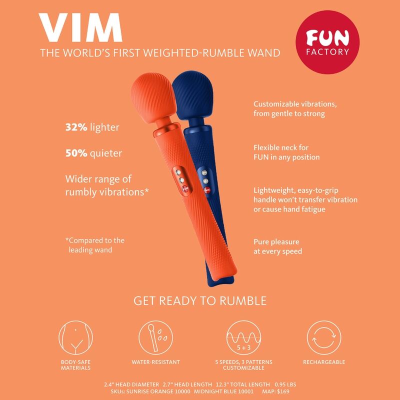 VIBRADOR VIM SILICONE RECARREGÁVEL VIBRATÓRIA PESADA RUMBLE WAND
