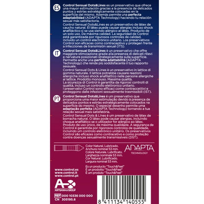 PRESERVATIVO CONTROL PONTOS E LINHAS SENSUAIS PONTOS E ESTRIAS 12 UNIDADES
