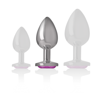 PLUG ANAL METAL ALUMÍNIO CORAÇÃO  ROSA TAMANHO M