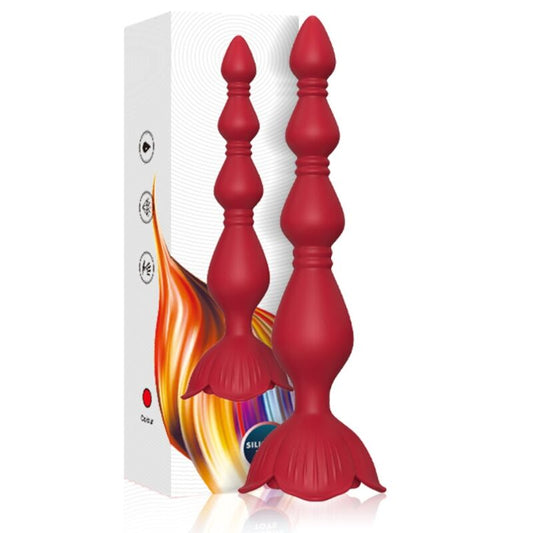 VIBRADOR PAGODE ROSA E PLUG ANAL VERMELHO
