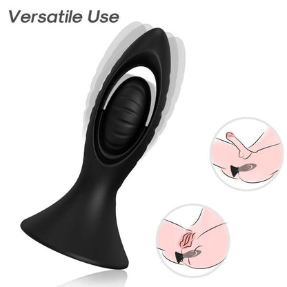 VIBRADOR E PLUG ANAL SILICONE PRETO