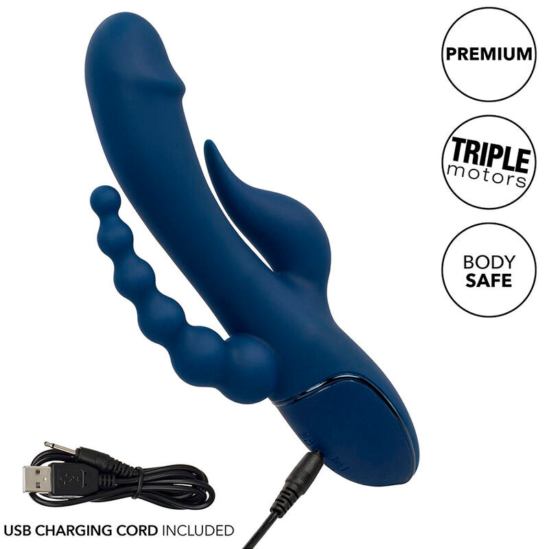 VIBRADOR TRIPLO ORGASMOS AZUL