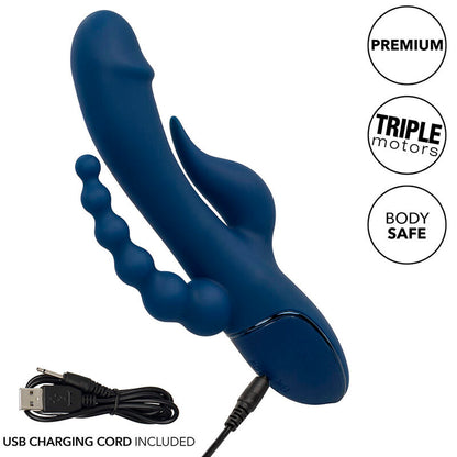 VIBRADOR TRIPLO ORGASMOS AZUL