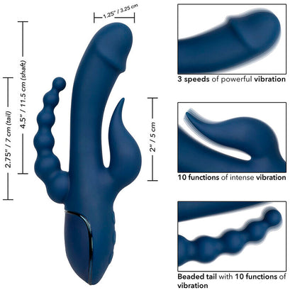 VIBRADOR TRIPLO ORGASMOS AZUL