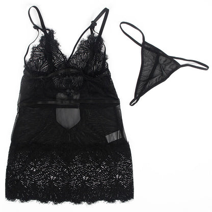 BABYDOLL COM ALÇAS DE RENDA AJUSÁTVEIS PRETO