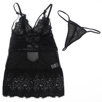 BABYDOLL COM ALÇAS DE RENDA AJUSÁTVEIS PRETO
