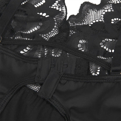 BABYDOLL COM PEITO ESTAMPADO FLORAL PRETO