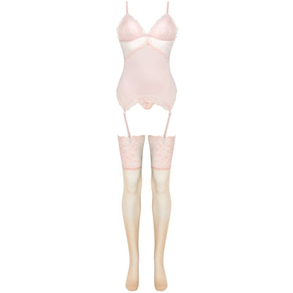 CONJUNTO PERSINNE PÊSSEGO CORSET + CALCINHA + MEIAS