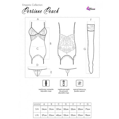 CONJUNTO PERSINNE PÊSSEGO CORSET + CALCINHA + MEIAS