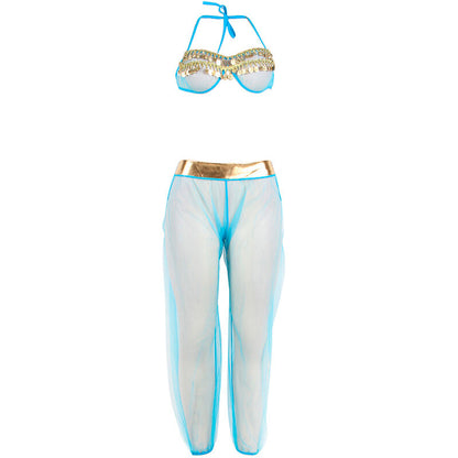 CONJUNTO DE LINGERIE AZUL ESTILO INDIA