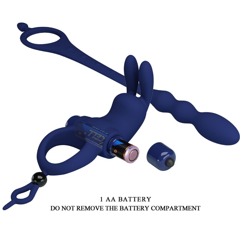 AYAD ANEL VIBRADOR COELHO COM PLUG AZUL