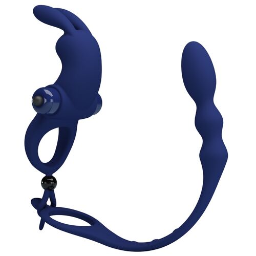 AYAD ANEL VIBRADOR COELHO COM PLUG AZUL