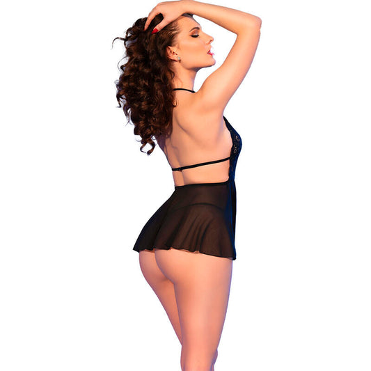 BABYDOLL E TANGA PRETA/VERMELHO