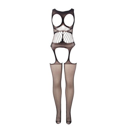 BODYSTOCKING SEM FUNDO DE REDE COM COPA E OMBROS ABERTOS PRETO TAMANHO ÚNICO