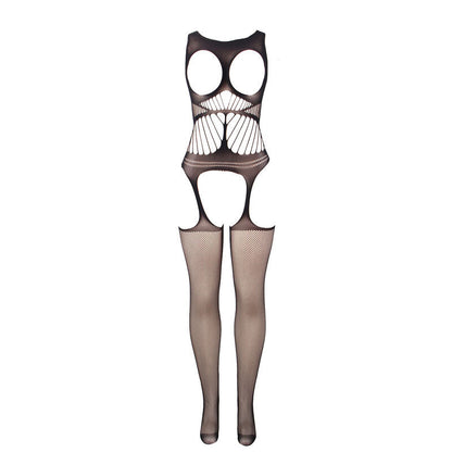 BODYSTOCKING SEM FUNDO DE REDE COM COPA E OMBROS ABERTOS PRETO TAMANHO ÚNICO