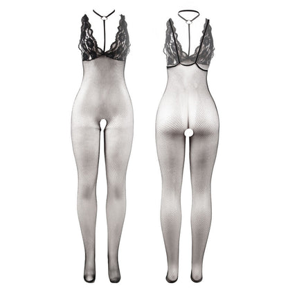 BODYSTOCKING SEM COSTAS DE REDE TRANSPARENTE PRETO TAMANHO ÚNICO