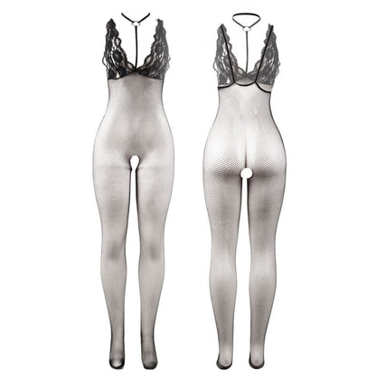 BODYSTOCKING SEM COSTAS DE REDE TRANSPARENTE PRETO TAMANHO ÚNICO