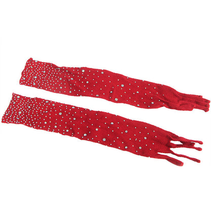 BODYSTOCKING DE REDE COM LUVAS E DIAMANTES VERMELHO TAMANHO ÚNICO