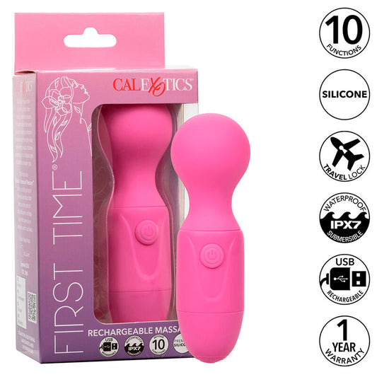 FIRST TIME MASSAGEADOR RECARREGÁVEL 10 VIBRAÇÕES ROSA