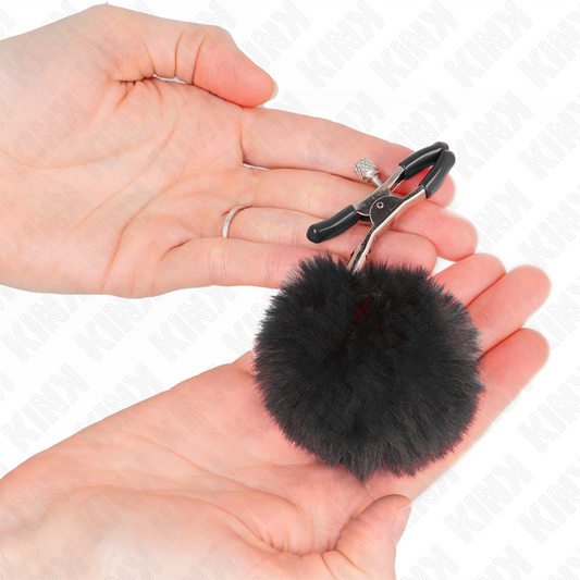 GRAMPO DE BOLA DE PELE FALSA PRETO 6 CM