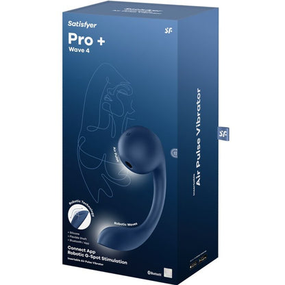 PRO+ WAVE 4 ESTIMULADOR DE PONTO G E AIR PULSE APLICATIVO GRATUITO AZUL ESCURO