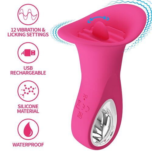 CLYDE VIBRADOR ORAL LÍNGUA VIBRANTE 12 VIBRAÇÕES ROSA