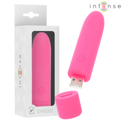 SYMONE USB RECARREGÁVEL VIBRATÓRIA BULLET 8 VIBRAÇÕES ROSA 10 X 2,2 CM