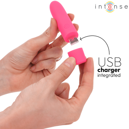 SYMONE USB RECARREGÁVEL VIBRATÓRIA BULLET 8 VIBRAÇÕES ROSA 10 X 2,2 CM