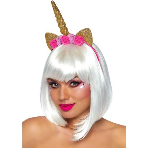 FAIXA DE CABEÇA UNICORNIO E FLOR
