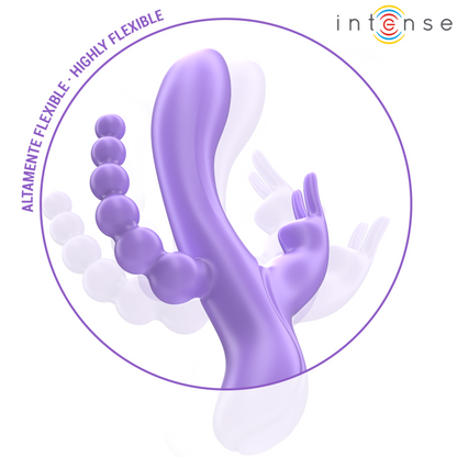 MIKO TRIPLO VIBRADOR COELHO & ESTIMULADOR & ANAL 7 VIBRAÇÕES ROXO
