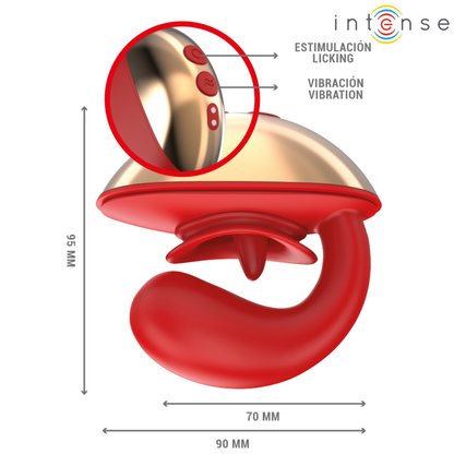 VIBRADOR E ESTIMULADOR MARIAH EM FORMATO U 10 VIBRAÇÕES VERMELHO