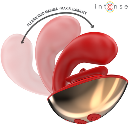 VIBRADOR E ESTIMULADOR MARIAH EM FORMATO U 10 VIBRAÇÕES VERMELHO