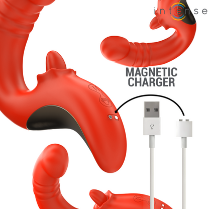 VIBRADOR E ESTIMULADOR PAULINA EM FORMA DE U VERMELHO