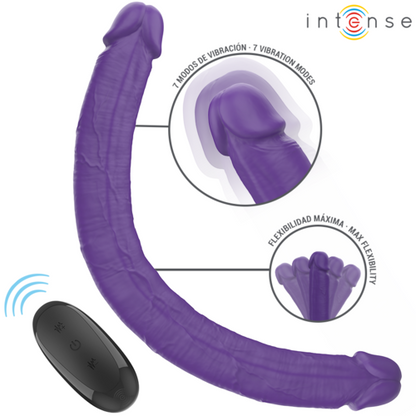 GUNTER DILDO VIBRADOR DUPLO 40 CM ROXO CONTROLE REMOTO