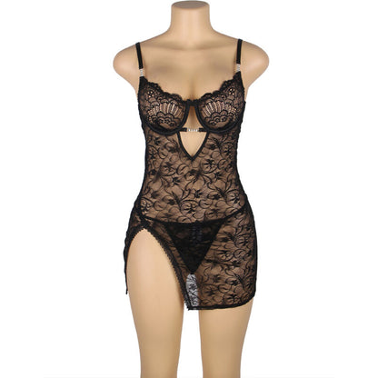 BABYDOLL DE RENDA COM ALÇAS AJUSTÁVEIS PRETO