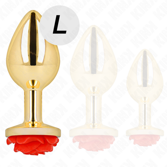 PLUG ANAL OURO ROSA VERMELHO TAMANHO L