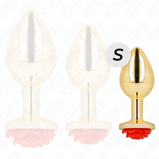 PLUG ANAL OURO ROSA VERMELHO TAMANHO S