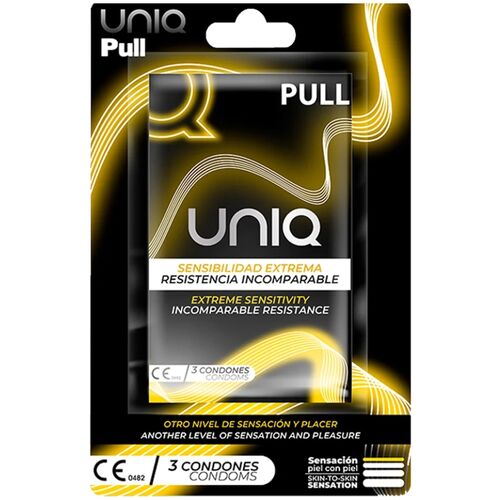 PRESERVATIVOS UNIQ PULL  COM TIRAS 3 UNIDADES