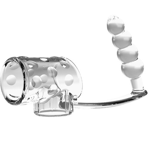 MANGA PARA PÊNIS COM PLUG ANAL TRANSPARENTE
