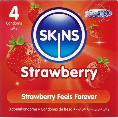 PACOTE COM 4 PRESERVATIVOS PREMIUM DE MORANGO