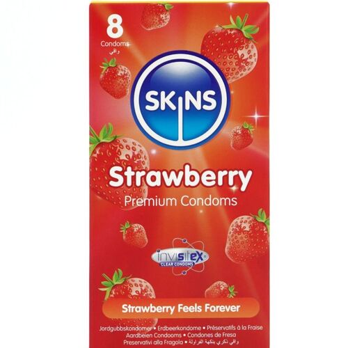 PRESERVATIVOS PREMIUM DE MORANGO - PACOTE COM 8