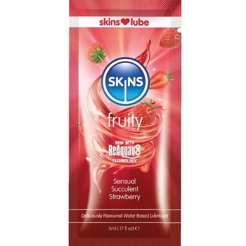 LUBRIFICANTE À BASE DE ÁGUA COM SABOR FRUTADO DE MORANGO - DOSE ÚNICA DE 5 ML