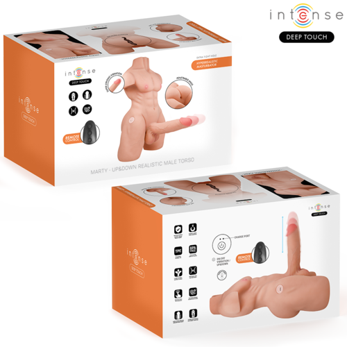 TORSO MARTY COM ÂNUS E DILDO REALISTA COM FUNÇÃO DE PRESSÃO E VIBRAÇÃO, CONTROLE REMOTO, 6,2 KG