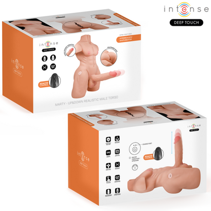 TORSO MARTY COM ÂNUS E DILDO REALISTA COM FUNÇÃO DE PRESSÃO E VIBRAÇÃO, CONTROLE REMOTO, 6,2 KG