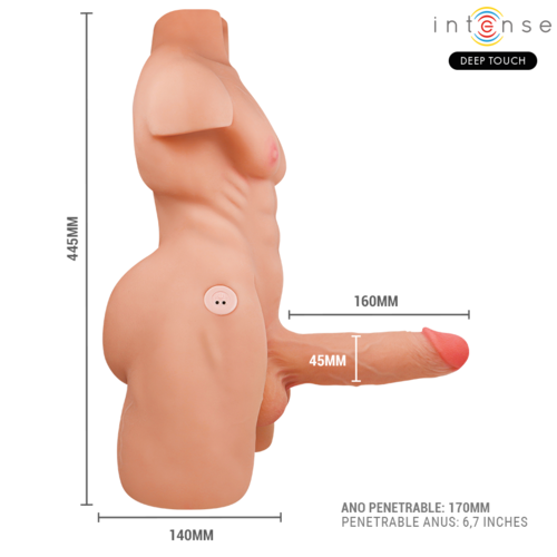 TORSO MARTY COM ÂNUS E DILDO REALISTA COM FUNÇÃO DE PRESSÃO E VIBRAÇÃO, CONTROLE REMOTO, 6,2 KG