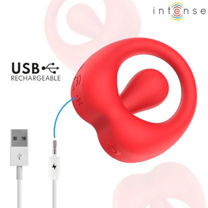 ANEL VIBRATÓRIO DE PÊNIS RUSSELL COM ESTIMULAÇÃO DO CLITÓRIS VERMELHO
