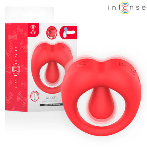 ANEL VIBRATÓRIO DE PÊNIS RUSSELL COM ESTIMULAÇÃO DO CLITÓRIS VERMELHO