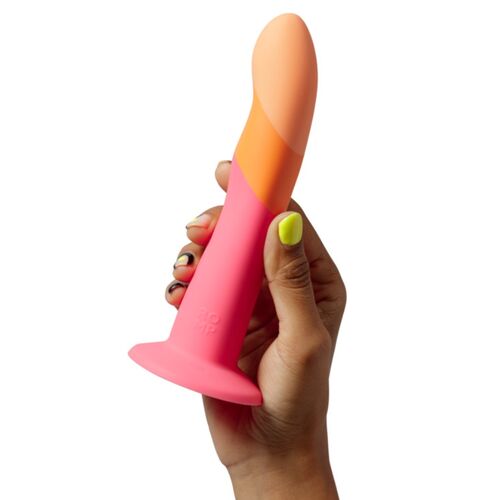 DILDO DIZI DE SILICONE COM VENTOSA TRICOLOR 18 CM