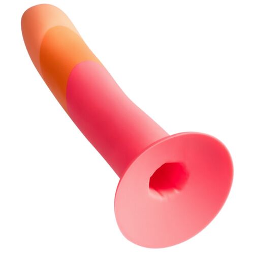 DILDO DIZI DE SILICONE COM VENTOSA TRICOLOR 18 CM