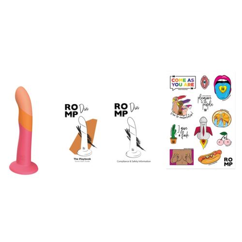 DILDO DIZI DE SILICONE COM VENTOSA TRICOLOR 18 CM